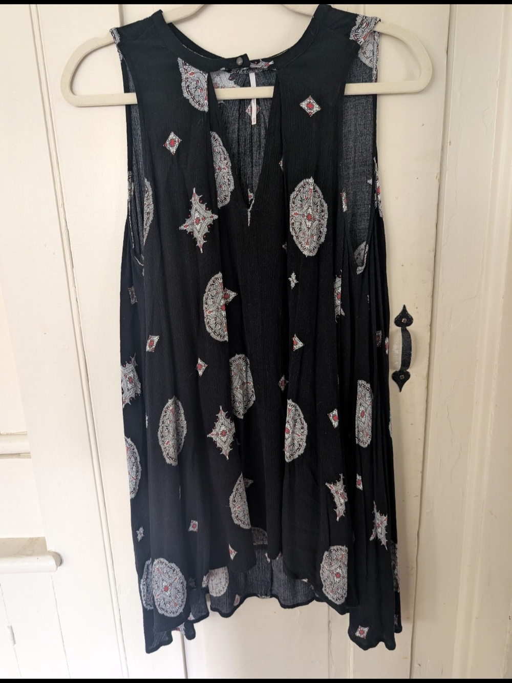 Free People Black Medallion Print Sleeveless Swing Flowy Dress Tunic -  XS